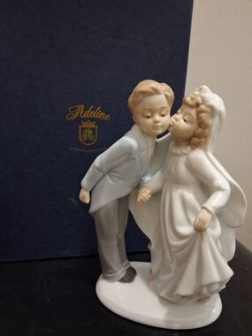 Madeline White and Light Blue Porcelain Communion Couple Figurine